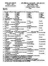 Đề kiểm tra chất lượng giữa học kì I Tiếng anh lớp 8 - Năm học 2016-2017 - Trường THCS Nguyễn Tông Quai